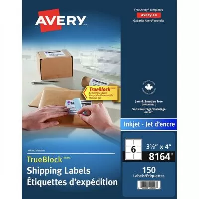 Étiquettes Avery®, jet d'encre, 4 x 3-1/3 po., 08164