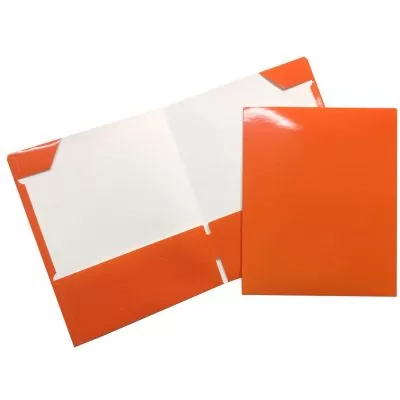 Portfolio lustré, 2 pochettes intérieures, orange