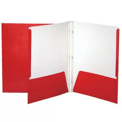 Portfolio laminé avec 2 pochettes intérieures et 3 attaches, rouge