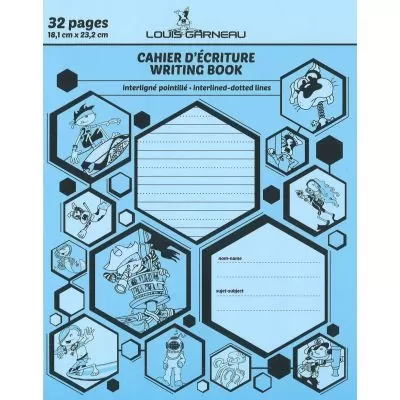 Cahier d’exercices interligné pointillé, bleu, 32 pages, LG10