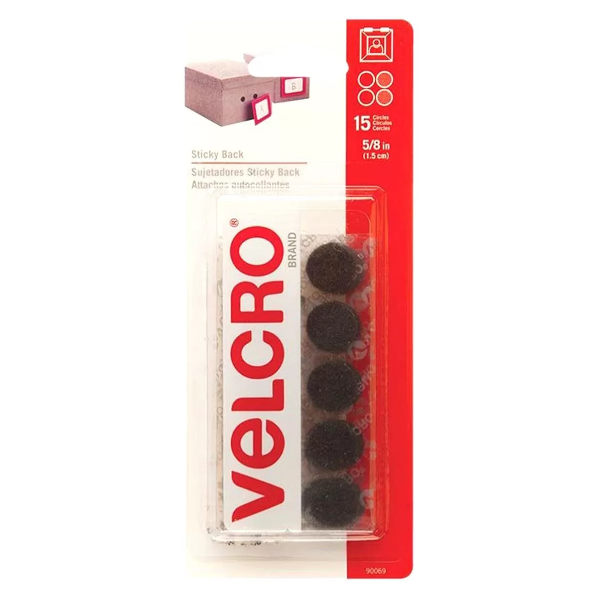 Attaches Velcro® Ronds, 5/8", 15/pqt