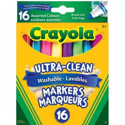 Marqueurs Crayola lavables Ultra-Clean, boîte de 16