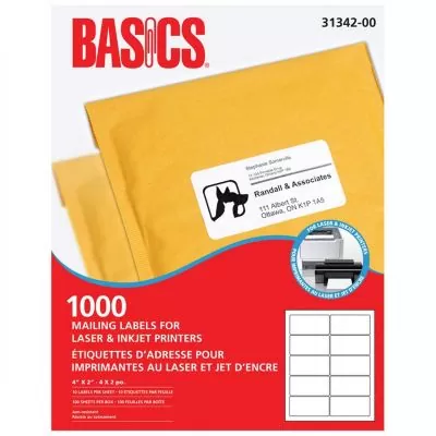 Étiquettes d'adresse de Basics®, 4 x 2 po, boite de 1000