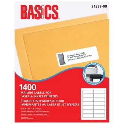 Étiquettes d'adresse de Basics®, 4 x 1-1/3 po, boite de 1400
